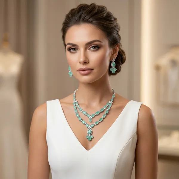 Green_Silver-Tone_Layered_Stone_Necklace_Set_For_Women