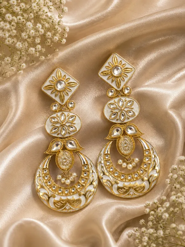 Gold_White_Floral_Crescent_Drop_Earrings_For_Women