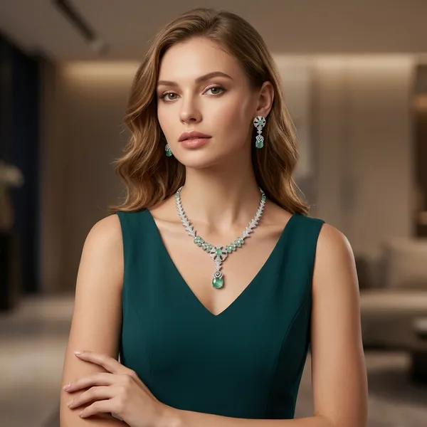 Green_Silver_Floral_Stone_Necklace_Set_For_Women