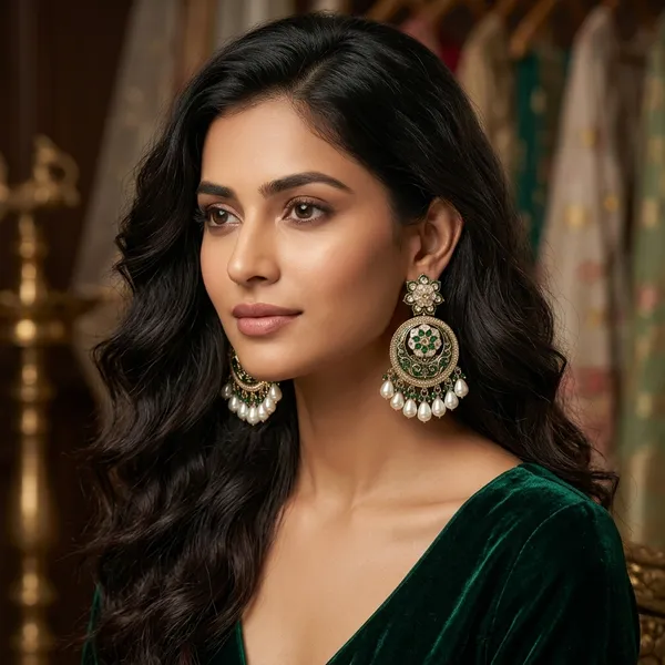 Gold_Green_Floral_Chandbali_Earrings_For_Women