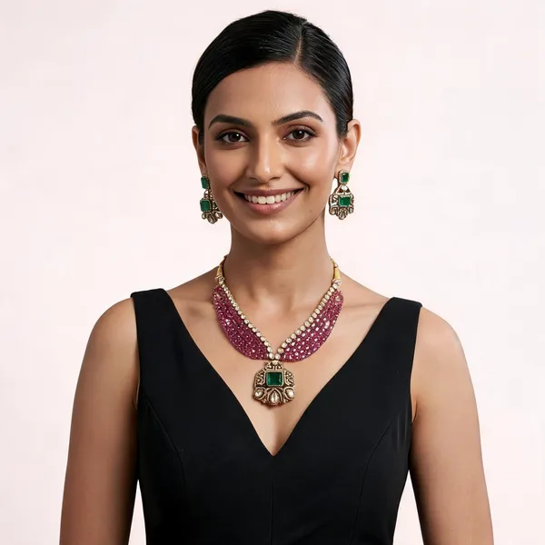 Multicolor_Gold_Tone_Layered_Stone_Necklace_Set_For_Women