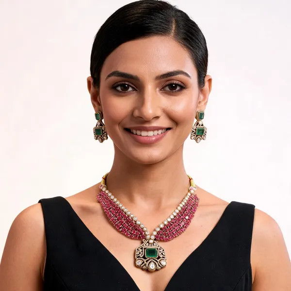 Multicolor_Gold_Tone_Layered_Stone_Necklace_Set_For_Women