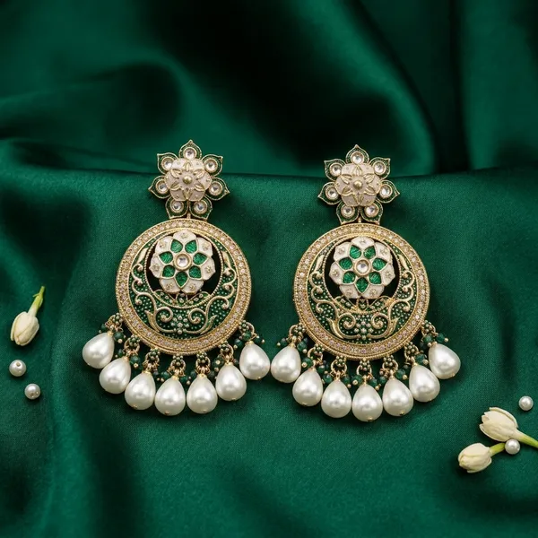 Gold_Green_Floral_Chandbali_Earrings_For_Women