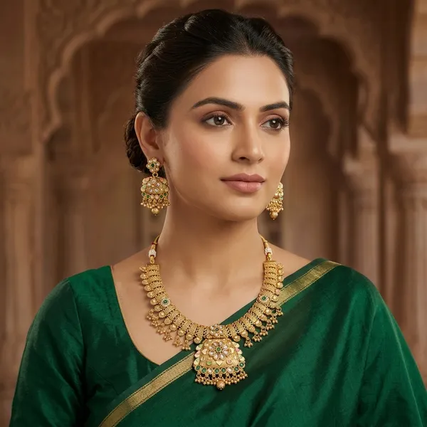 Gold_Tone_Temple_Motif_Jewellery_Set_For_Women