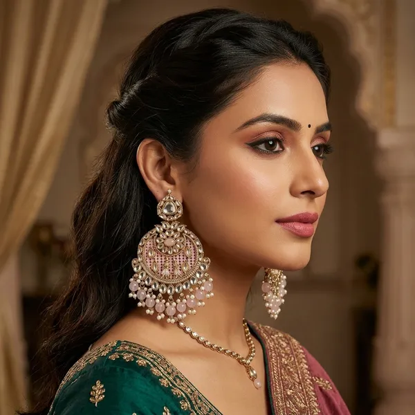 Gold_Pink_Kundan_Floral_Chandelier_Earrings_For_Women