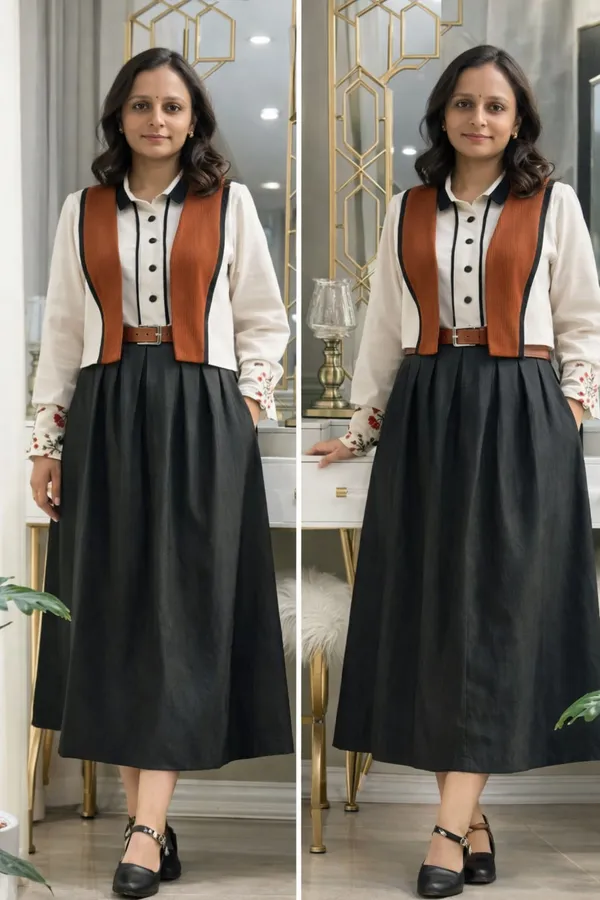 Contrast_Vest_Shirt_with_Pleated_Maxi_Skirt_Set