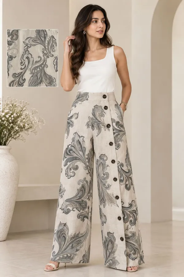 Printed_Button-Front_Wide-Leg_Pants