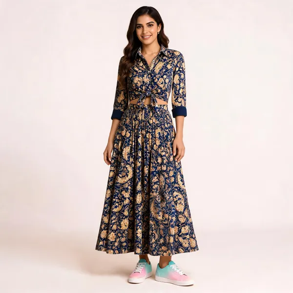 Royal_Blue_&_Beige_Paisley_Print_Couple_Outfit_Set