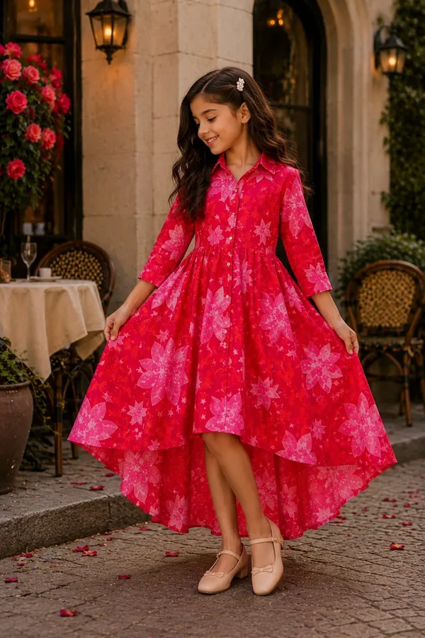 Hot_Pink_High_Low_Dress_For_Girls