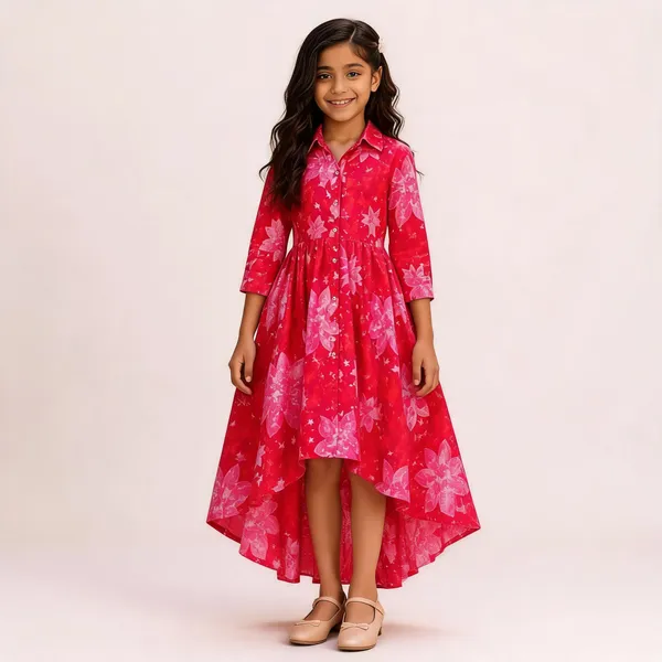 Hot_Pink_High_Low_Dress_For_Girls