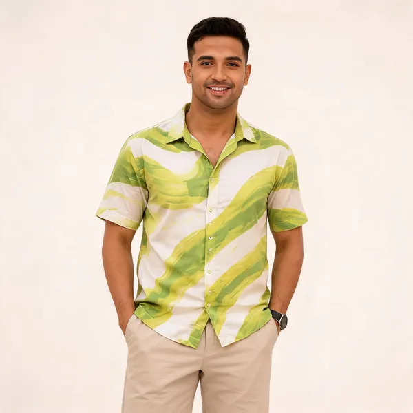 Lime_Green_Abstract_Print_Mens_Shirt