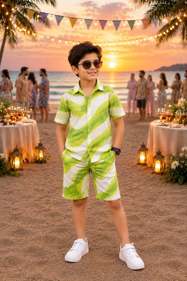 Lime_Green_Abstract_Print_Shirt_For_Boys