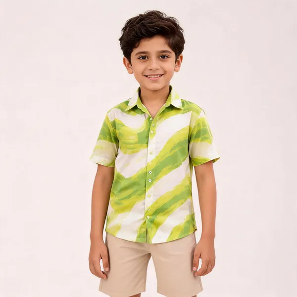 Lime_Green_Abstract_Print_Shirt_For_Boys