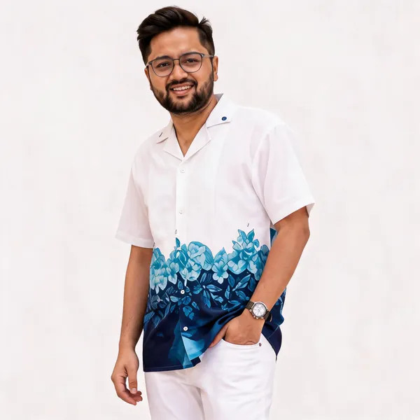 White_And_Navy_Blue_Mens_Shirt