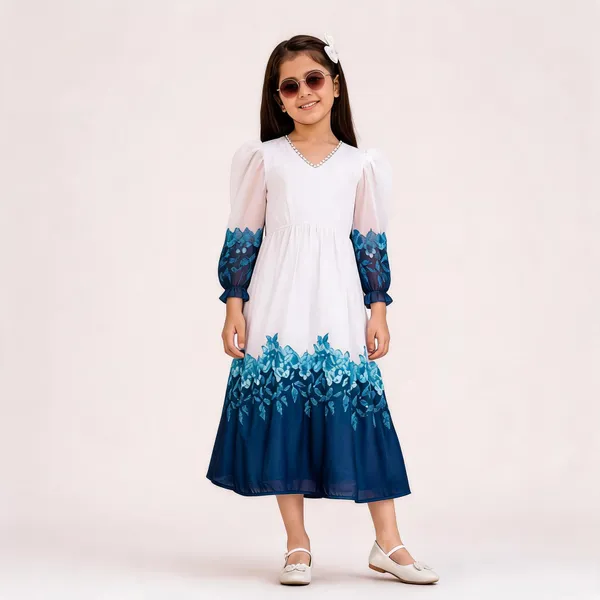 Blue_And_White_Casual_Dress_For_Girls