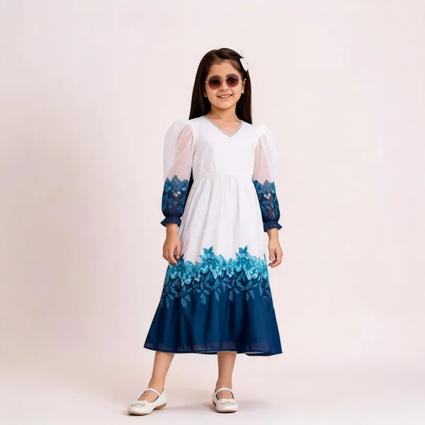 Blue_And_White_Casual_Dress_For_Girls