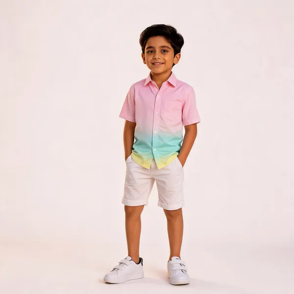 Pink_Aqua_And_Yellow_Ombre_Casual_Shirt_For_Boys