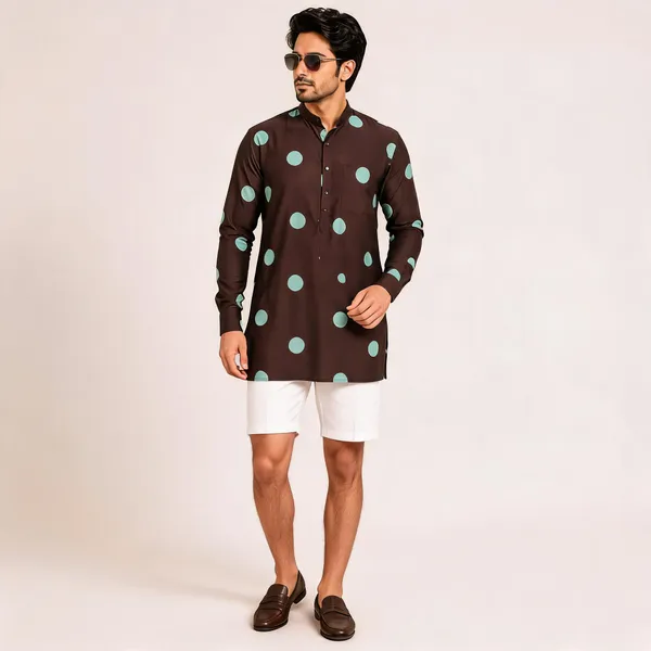 Brown_Polka_Twinning_Kurta_For_Men