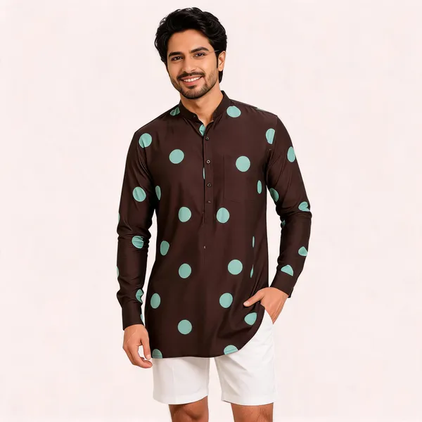 Brown_Polka_Twinning_Kurta_For_Men