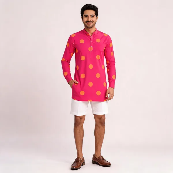 Pink_Pop_Polka_Twinning_Kurta_For_Men