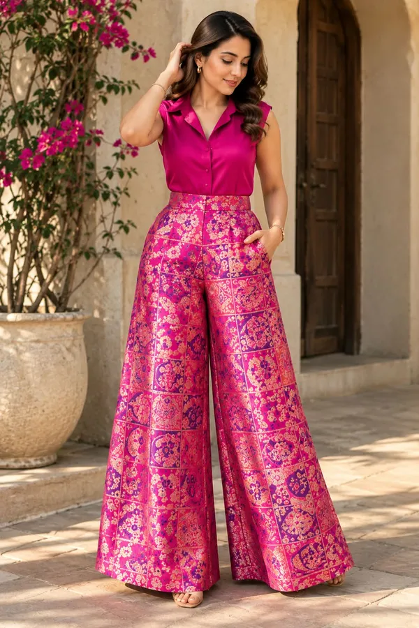 Fuchsia_Luxe_Jacquard_Palazzo_Set_✨