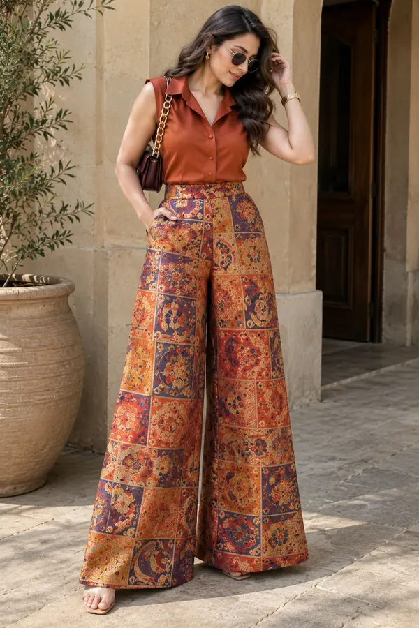 Rust_Heritage_Jacquard_Palazzo_Set_✨