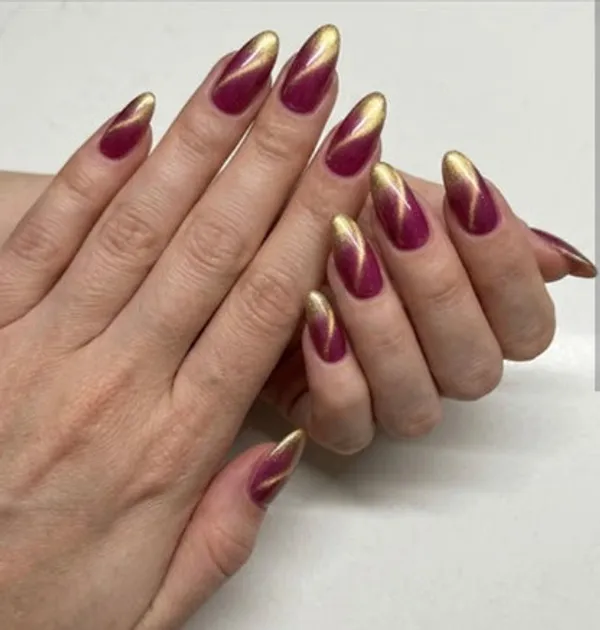 Magenta_Chrome_Ombre_Swirl_Cateye_Nails