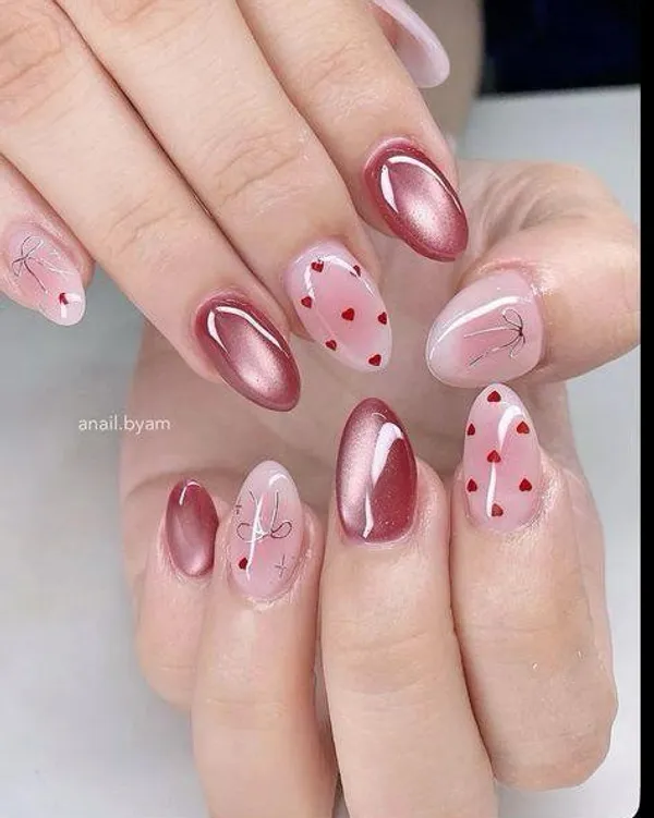 Pink_Cateye_Heart_Bow_Nails