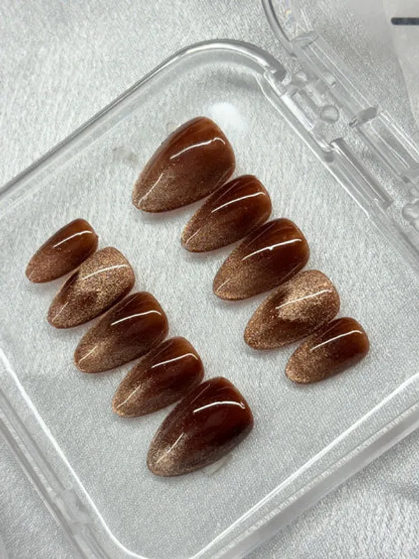 Cat_Eye_Brown_Heart_Nails