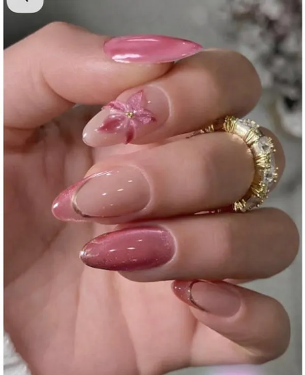 Pink_Cateye_3d_Flower_Nails