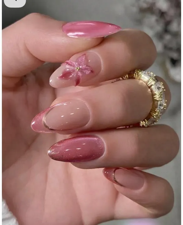 Pink_Cateye_3d_Flower_Nails