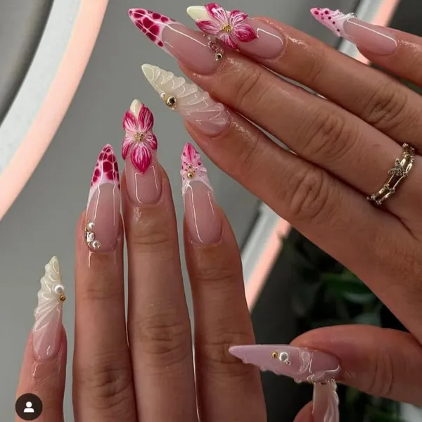 3_D_Deep_Pink_Nails