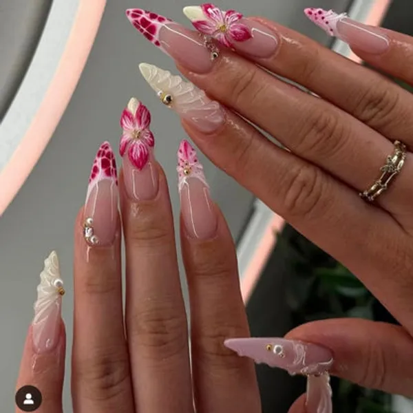 3_D_Deep_Pink_Nails