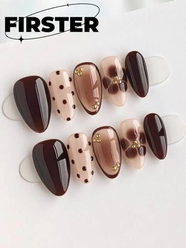 Deep_Brown_Flower_Nails