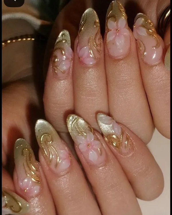 3d_Flower_Golden_Cateye_Fairy_Nails