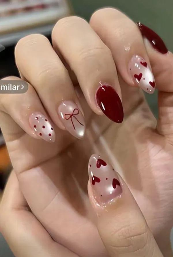 Cateye_Red_Heart_Bow_Nails