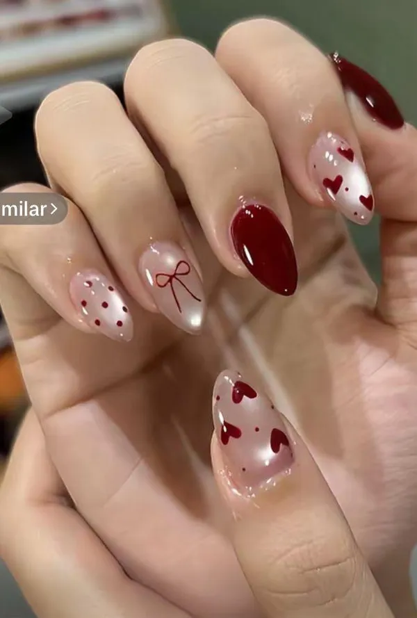 Cateye_Red_Heart_Bow_Nails