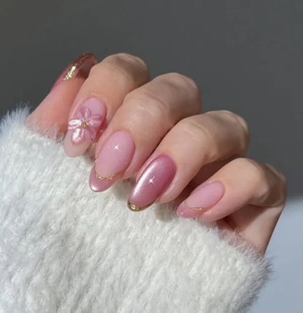 3d_Flower_Pink_Cateye_Nails