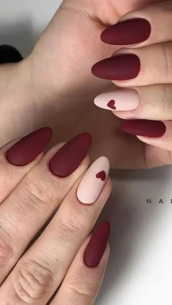 Maroon_Little_Heart_Nails