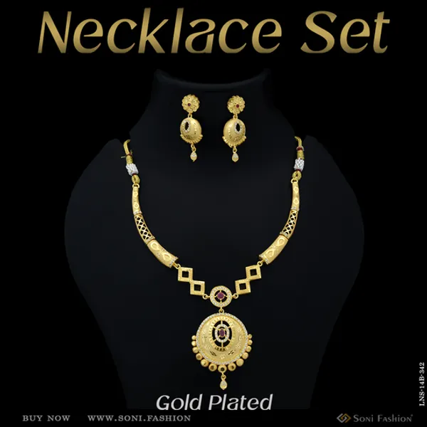 Brilliant_Design_Gold_Plated_Necklace_Set_For_Women_Style_B342