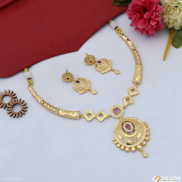 Brilliant_Design_Gold_Plated_Necklace_Set_For_Women_Style_B342