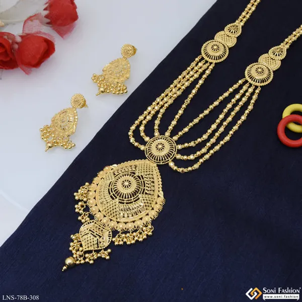 1_Gram_Gold_Plated_Decorative_Design_Necklace_Set_For_Women_Style_B308