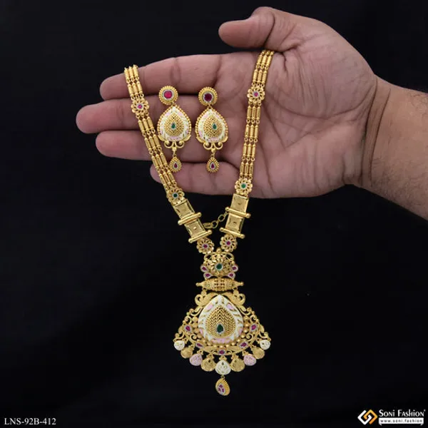 1_Gram_Gold_Plated_Dazzling_Design_Necklace_Set_For_Women_Style_B412