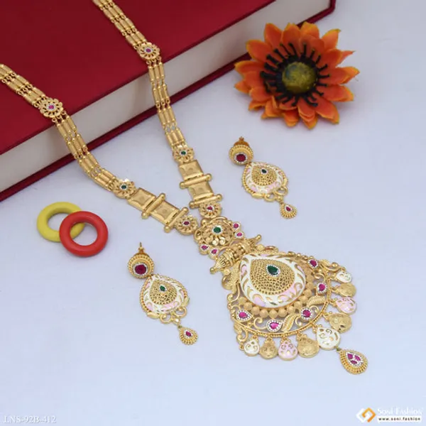 1_Gram_Gold_Plated_Dazzling_Design_Necklace_Set_For_Women_Style_B412