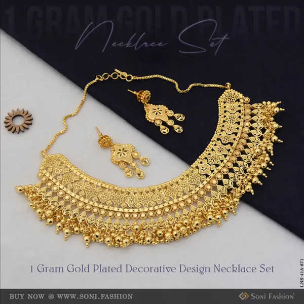 1_Gram_Gold_Plated_Decorative_Design_Necklace_Set_For_Women_Style_A871