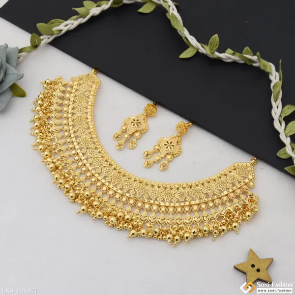 1_Gram_Gold_Plated_Decorative_Design_Necklace_Set_For_Women_Style_A871