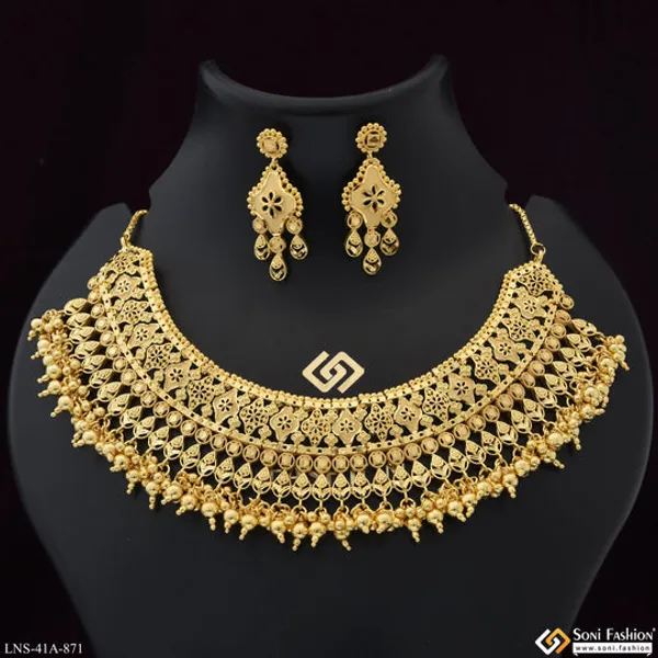 1_Gram_Gold_Plated_Decorative_Design_Necklace_Set_For_Women_Style_A871