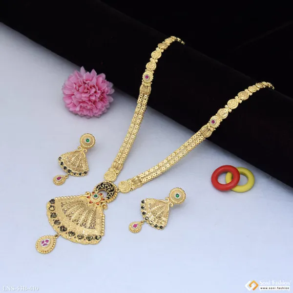 1_Gram_Gold_Plated_Sparkling_Design_Necklace_Set_For_Women_Style_B410
