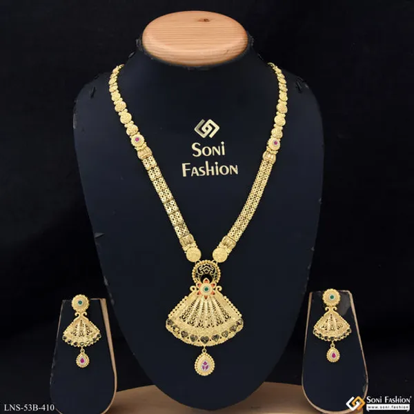 1_Gram_Gold_Plated_Sparkling_Design_Necklace_Set_For_Women_Style_B410