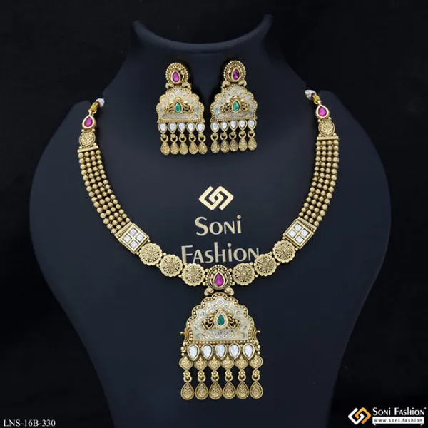 Unique_Design_Gold_Plated_Antique_Necklace_Set_For_Women_Style_B330